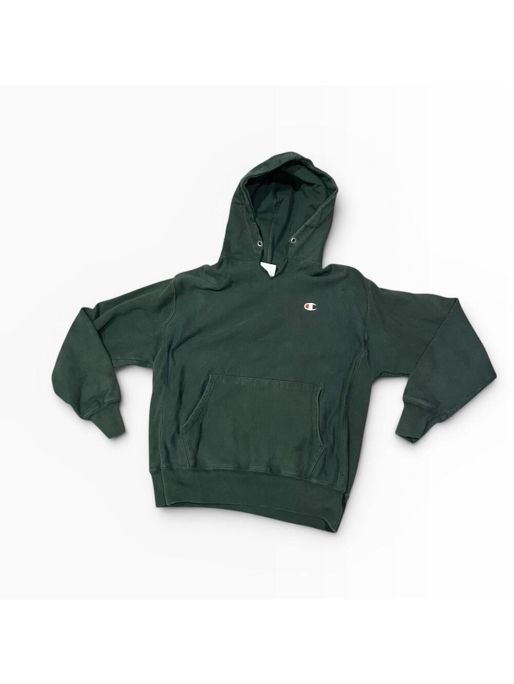 Champion Reverse Weave Hoodie Green Pullover Sweatshirt Mens Medium